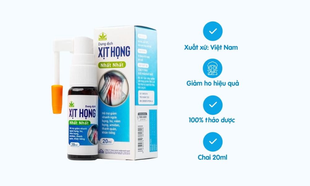 Xịt họng Nhất Nhất: Thành phần, công dụng, cách dùng